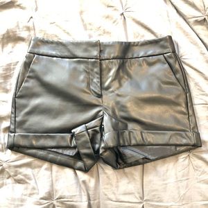 APOSTROPHE Black “Leather” Polyester Shorts